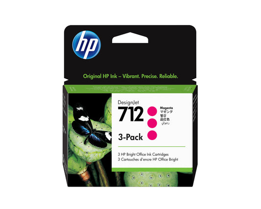 HP 712 magenta DesignJet ink cartridge, 3-pack, 29ml