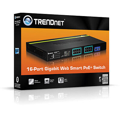 Trendnet TPE-1620WS network switch Managed L2 Gigabit Ethernet (10/100/1000) Power over Ethernet (PoE) 1U Black