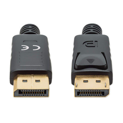 Manhattan DisplayPort 1.4 Cable, 8K@60hz, 3m, Suitable for ALL 8K, 4K & 1080p/HD uses - when upgrading now or have it ready for when you need it, PVC Cable, Male to Male, With Latches, Fully Shielded, Black, Lifetime Warranty, Equivalent to DP14MM3M