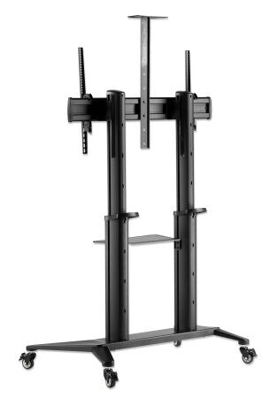 Manhattan Trolley Mount Stand for TV & Monitors, For screens: 70" to 120", VESA compatibility: all between 200x200 to 1000x600mm - check the dimensions of the four mounting holes on back of screen to ensure it fits, Max 140kg, Height adjustable 1250 to 16