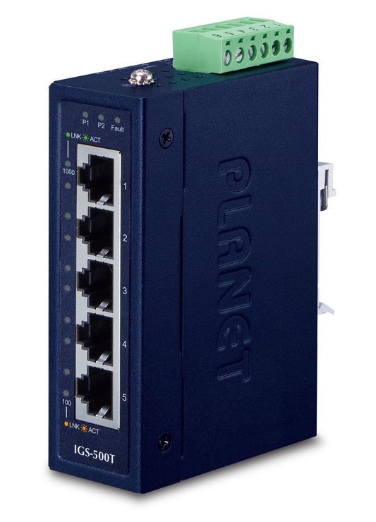 PLANET IGS-500T network switch, Unmanaged, 5-port, blue