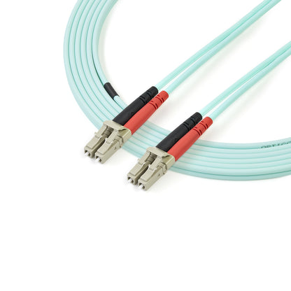 StarTech.com 3m (10ft) LC/UPC to LC/UPC OM3 Multimode Fiber Optic Cable, Full Duplex 50/125µm Zipcord Fiber Cable, 100G, Low Insertion Loss, LSZH Fiber Jumper Cord