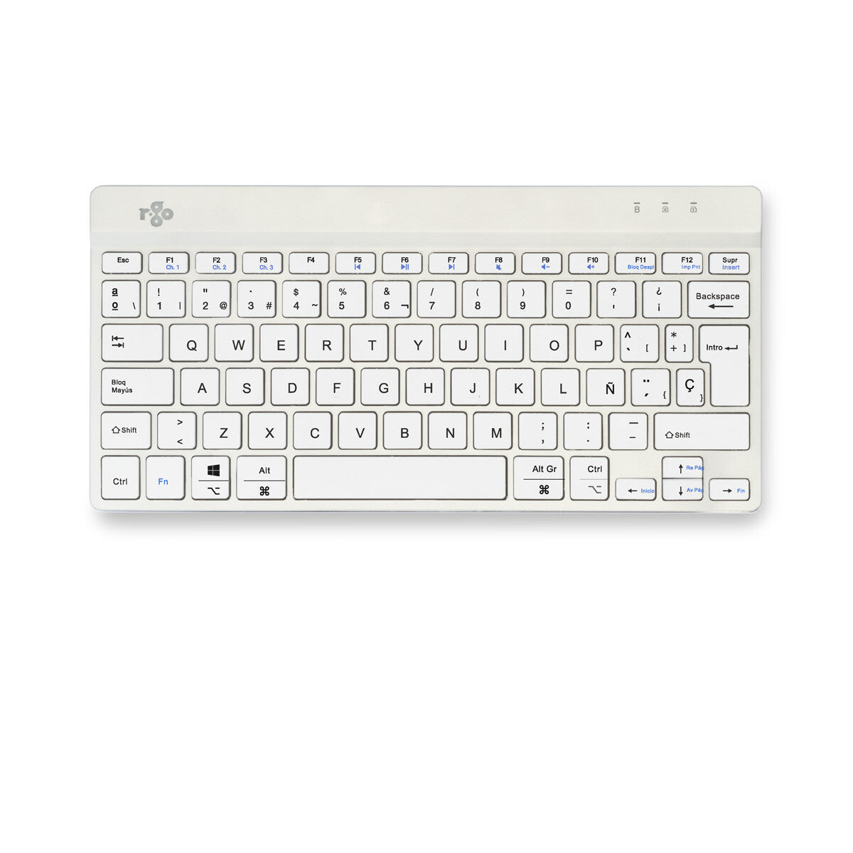 R-Go Tools Ergonomic keyboard R-Go Compact Break, compact keyboard with break software, QWERTY (ES), Bluetooth, white