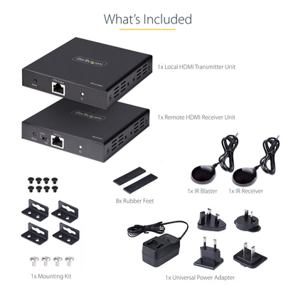 StarTech.com 4K HDMI Extender Over CAT5/CAT6 Cable, 4K 60Hz HDR Video Extender Up to 230ft (70m), HDMI Over Ethernet Cabling, S/PDIF Audio Out, HDMI Transmitter and Receiver Kit