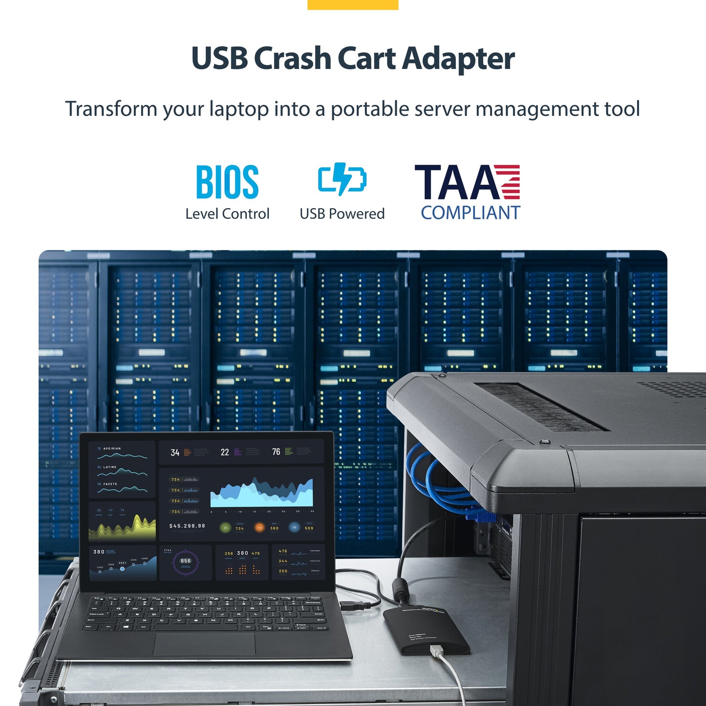 StarTech.com KVM Console to USB 2.0 Portable Laptop Crash Cart Adapter