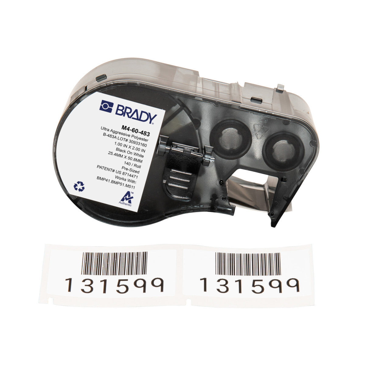 Brady M4-60-483 printer label Black, White Self-adhesive printer label