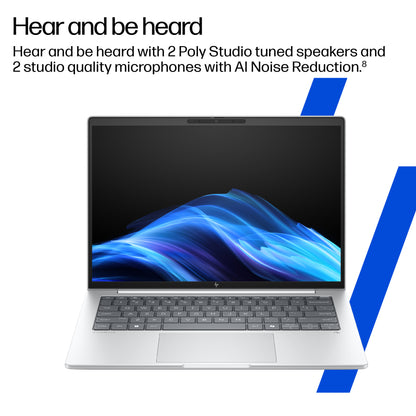 HP EliteBook 8 G1i Next Gen AI Wolf Pro Security Edition Copilot+ PC Intel Core Ultra 7 258V Laptop 35.6 cm (14") WUXGA 32 GB LPDDR5x-SDRAM 512 GB SSD Wi-Fi 7 (802.11be) Windows 11 Pro Silver