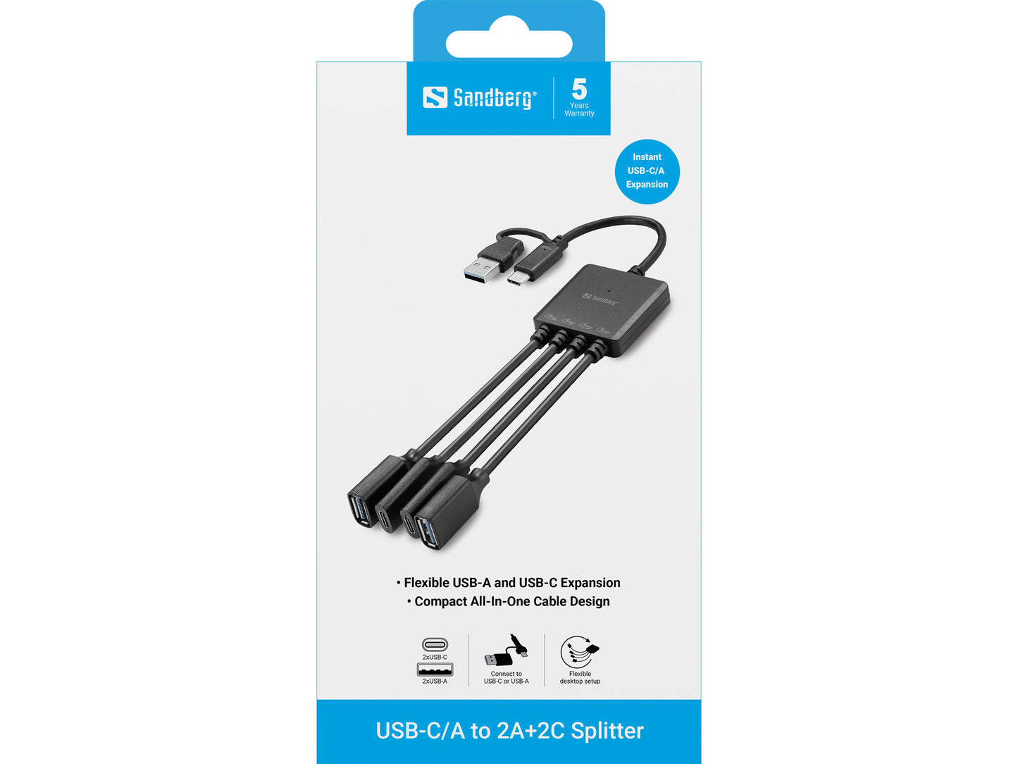 Sandberg USB-C/A to 2A+2C Splitter