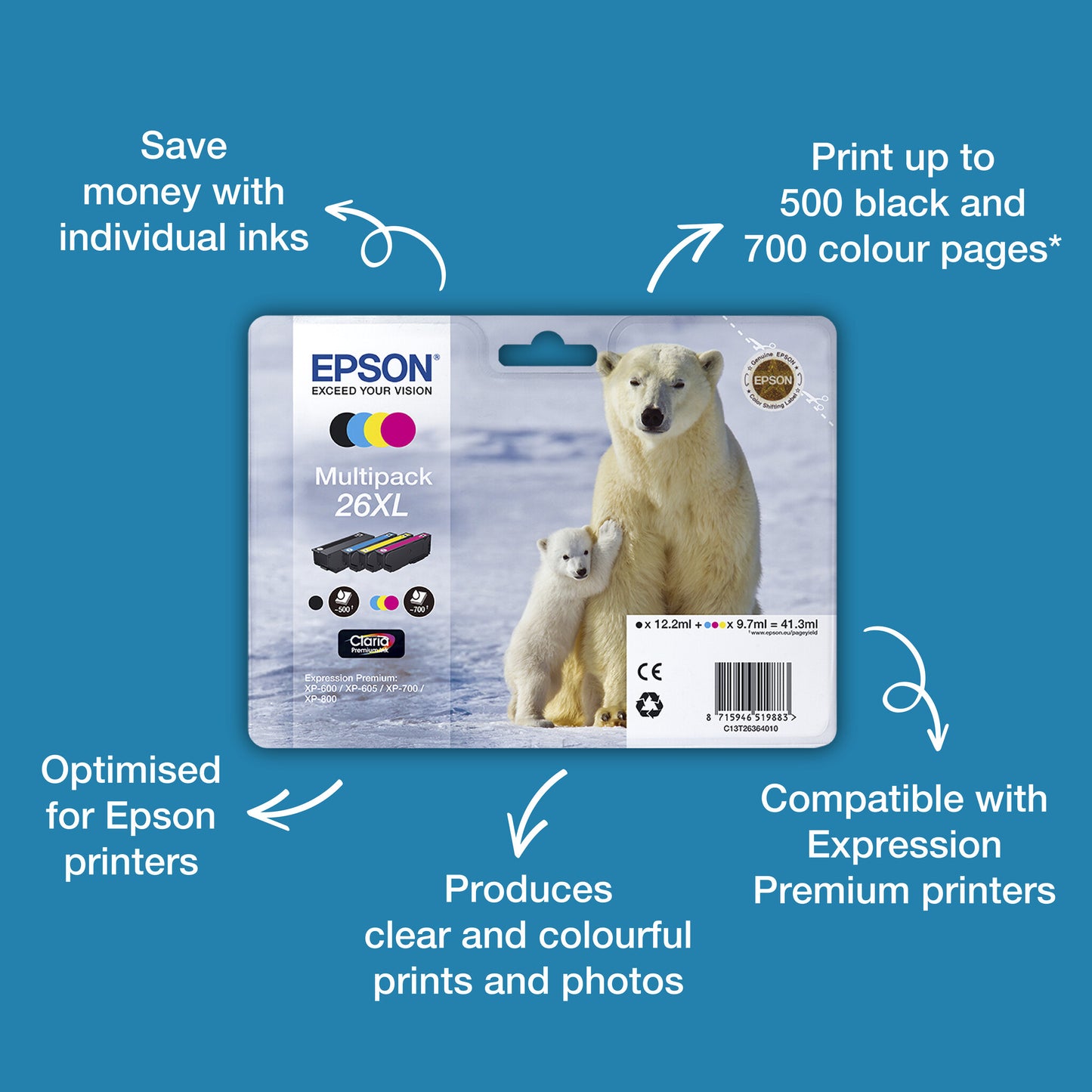Epson Polar bear 26XL Claria Premium Multipack 4-colours Ink