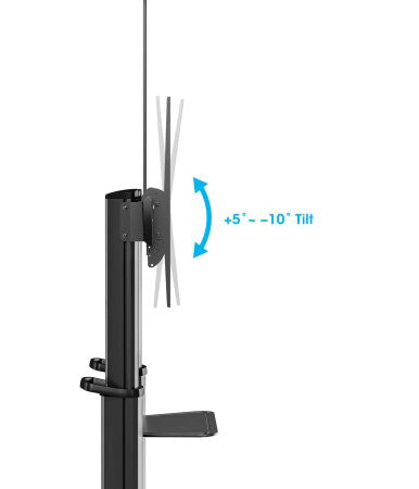 Manhattan Trolley Mount Stand for TV & Monitors, For screens: 70" to 120", VESA compatibility: all between 200x200 to 1000x600mm - check the dimensions of the four mounting holes on back of screen to ensure it fits, Max 140kg, Height adjustable 1250 to 16