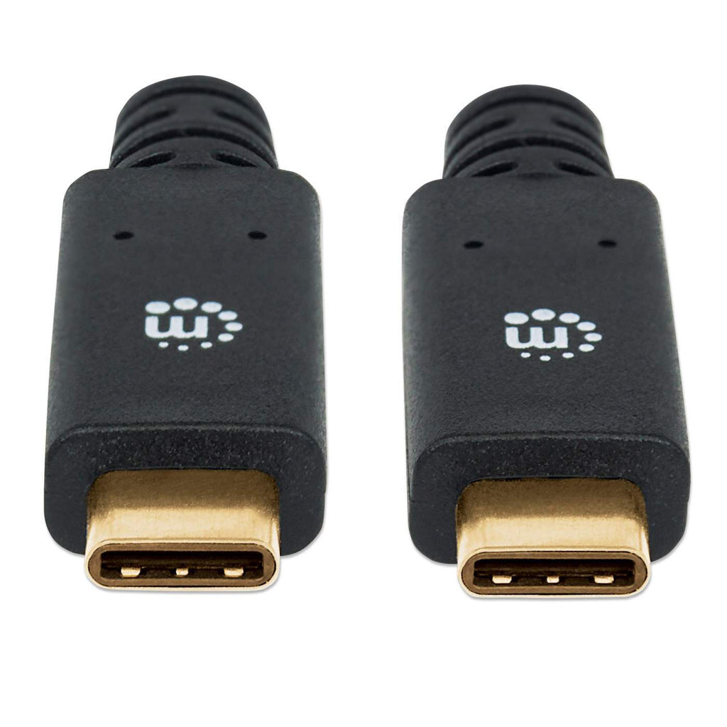 Manhattan USB-C to USB-C Cable, 2m, USB 3.0 (aka USB 3.2 Gen 1), 5 Gbps, 3A Fast Charging, SuperSpeed USB, Black, Lifetime Warranty, Equivalent to USB315CC2M