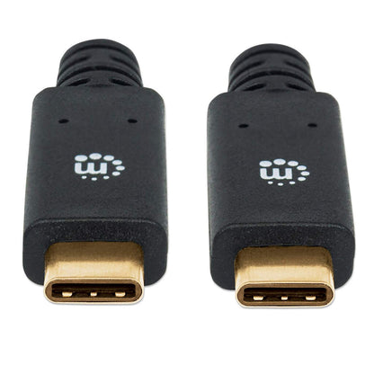 Manhattan USB-C to USB-C Cable, 2m, USB 3.0 (aka USB 3.2 Gen 1), 5 Gbps, 3A Fast Charging, SuperSpeed USB, Black, Lifetime Warranty, Equivalent to USB315CC2M