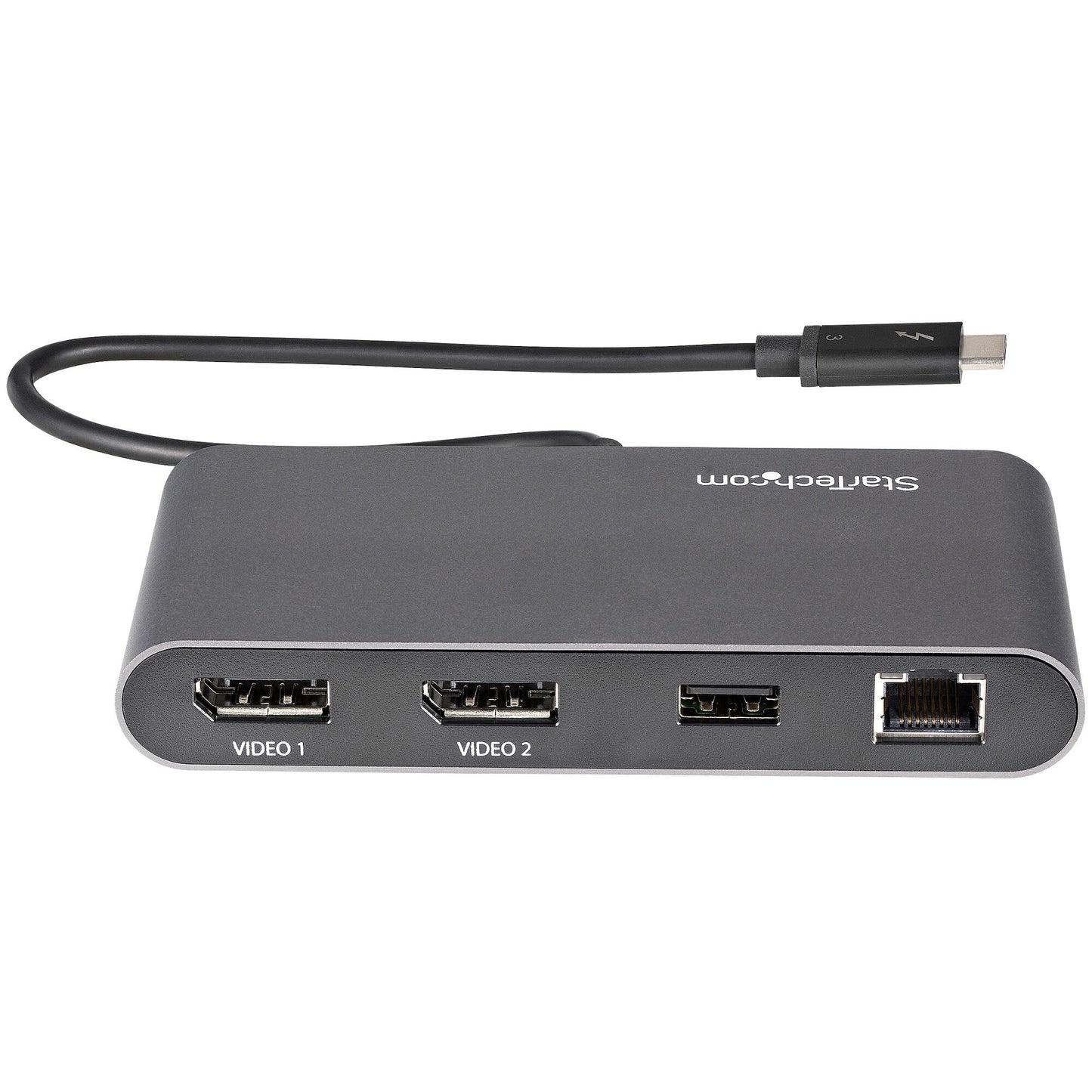 StarTech.com Dual-Monitor Thunderbolt Mini Dock, 4K 60Hz DisplayPort, Driverless Hub for Windows & Mac, Gigabit Ethernet, 1x USB-A (USB 5Gbps), 11in (28cm) Cable