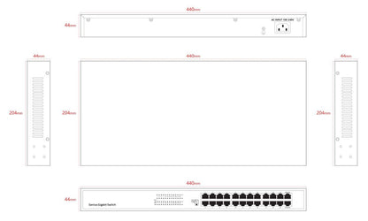 Lanview LVN-1UMOUNT-24PORT-1G network switch Unmanaged Gigabit Ethernet (10/100/1000)