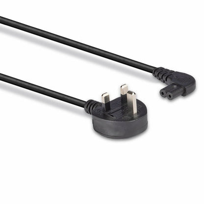 Lindy 0.5m UK 3 Pin Plug to Right Angled IEC C7 mains power Cable, Black