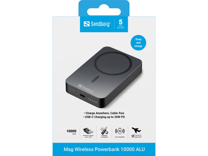 Sandberg Magnet Wireless Powerbank 10000 ALU