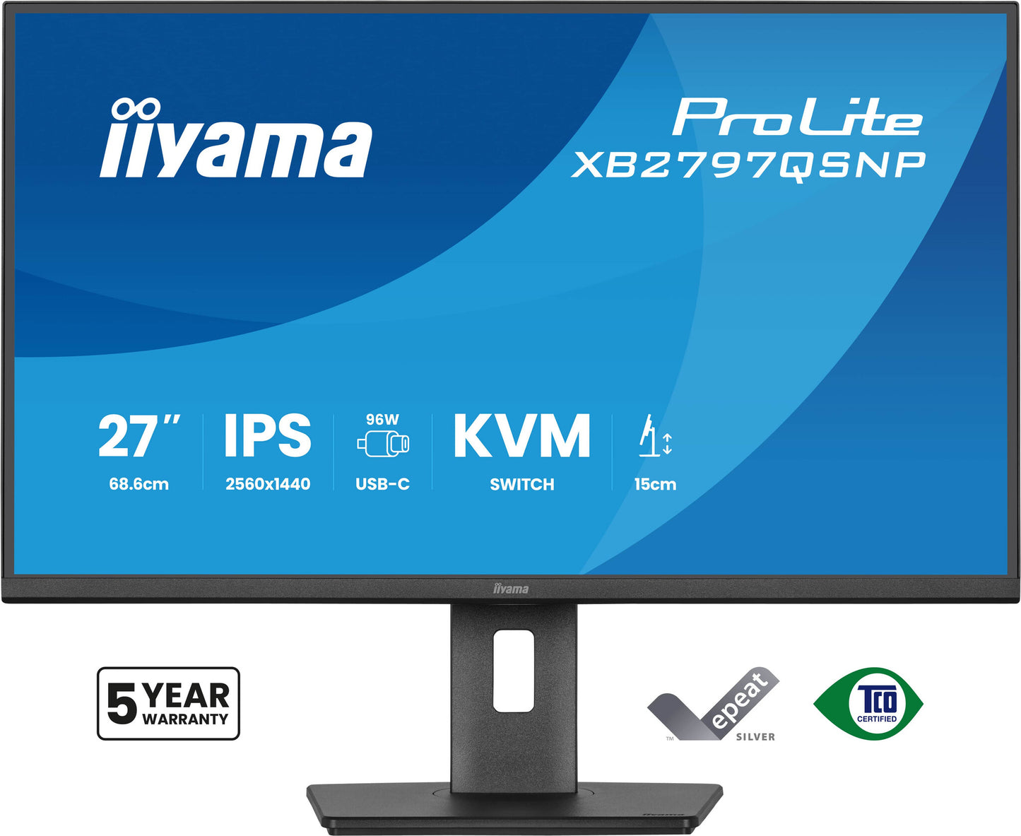 iiyama ProLite XB2797QSNP-B1 computer monitor 68.6 cm (27") 2560 x 1440 pixels Quad HD LCD Black