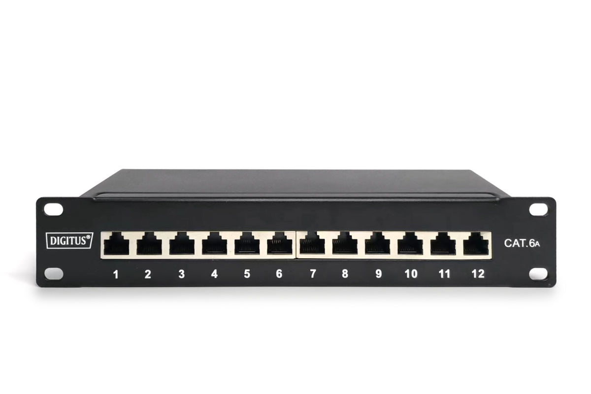 Digitus CAT 6A Patch Panel, shielded, 12-Port, 1HE, 10", black
