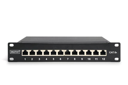 Digitus CAT 6A Patch Panel, shielded, 12-Port, 1HE, 10", black