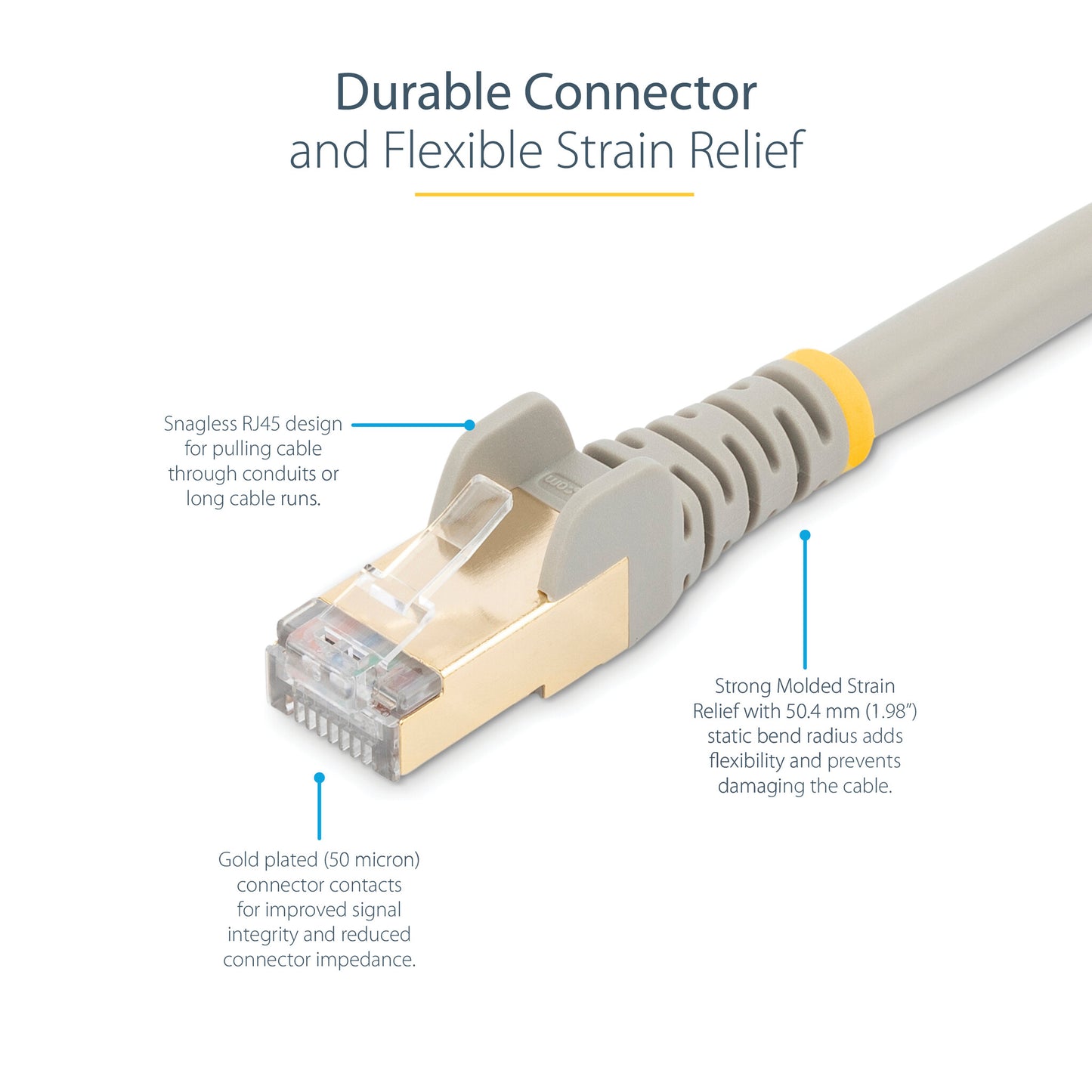 StarTech.com 5m CAT6a Ethernet Cable - 10 Gigabit Shielded Snagless RJ45 100W PoE Patch Cord - 10GbE STP Network Cable w/Strain Relief - Grey Individually Tested/Wiring is UL Certified/TIA