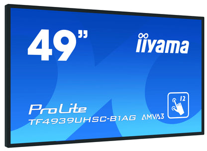 iiyama ProLite TF4939UHSC-B1AG computer monitor 124.5 cm (49") 3840 x 2160 pixels 4K Ultra HD LED Touchscreen Multi-user Black