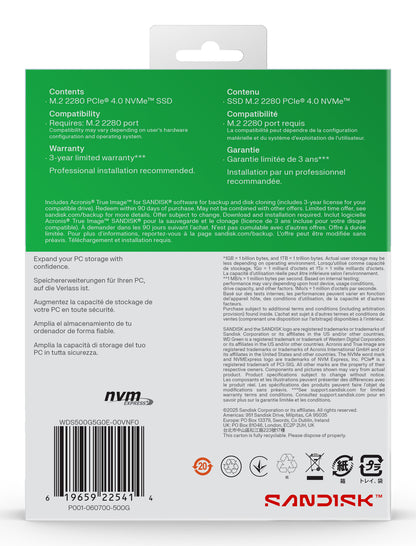 SanDisk Green WD ™ SN3000 NVMe™ SSD POWERED BY 500 GB
