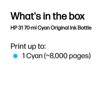 HP 31 70-ml Cyan Original Ink Bottle