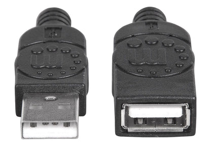 Manhattan USB-A Extension Cable, 1m, Male to Female, USB 2.0, 480 Mbps, Hi-Speed USB, Black, Lifetime Warranty, Equivalent to USBEXTAA3BK