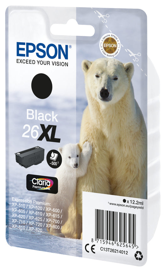 Epson 26XL Polar bear Claria Premium Single Black ink cartridge