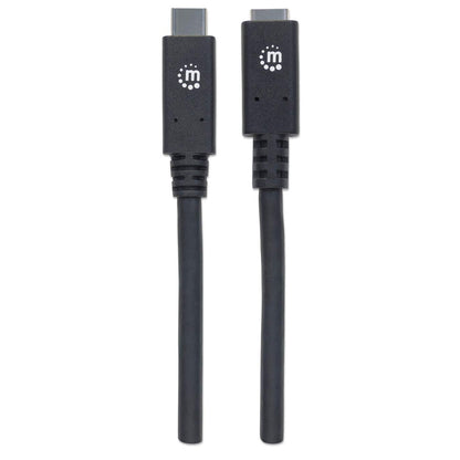 Manhattan USB-C to USB-C Extension Cable, 50cm, Male to Female, USB 3.2 Gen 2 (formerly USB 3.1 Gen 2), 10 Gbps, 5A/100W Super Fast Charging, SuperSpeed+ USB, Video up to 4K@60Hz, Black, Lifetime Warranty