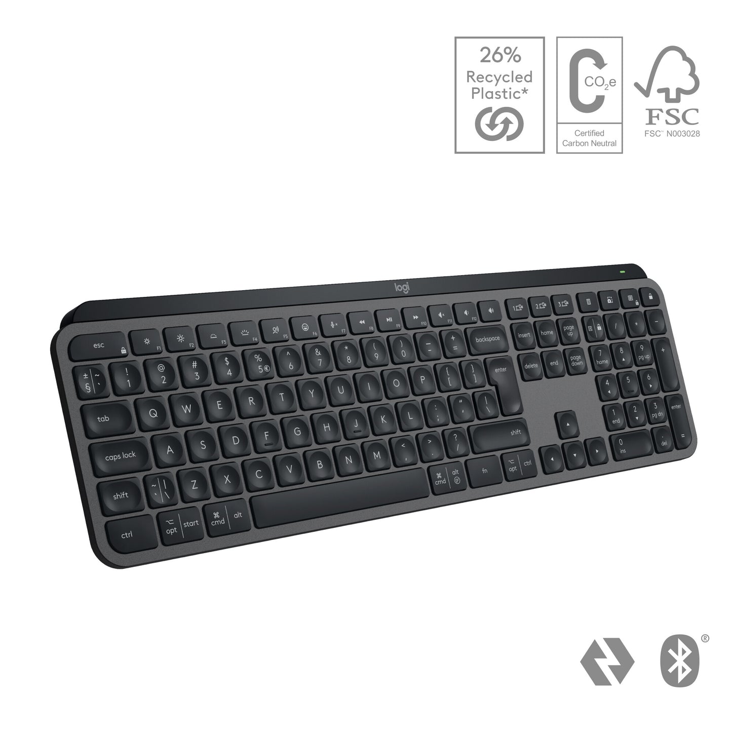 Logitech MX Keys S keyboard Universal RF Wireless + Bluetooth QWERTY US International Graphite