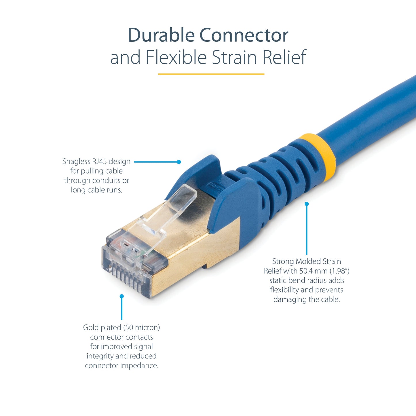 StarTech.com 5m CAT6a Ethernet Cable - 10 Gigabit Shielded Snagless RJ45 100W PoE Patch Cord - 10GbE STP Network Cable w/Strain Relief - Blue Individually Tested/Wiring is UL Certified/TIA