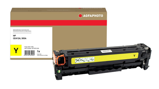 AgfaPhoto Compatible Toner Cartridge, Yellow, Replacement for HP CE412A, 305A, 2600 Pages