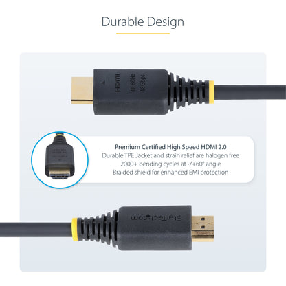 StarTech.com 4m (13ft) Premium Certified High Speed HDMI Cable, 4K 60Hz/1440p 144Hz, HDR10/HDCP 2.2/ARC, 18Gbps, UHD HDMI 2.0 Cord for TV/Monitor/Display, TPE Jacket