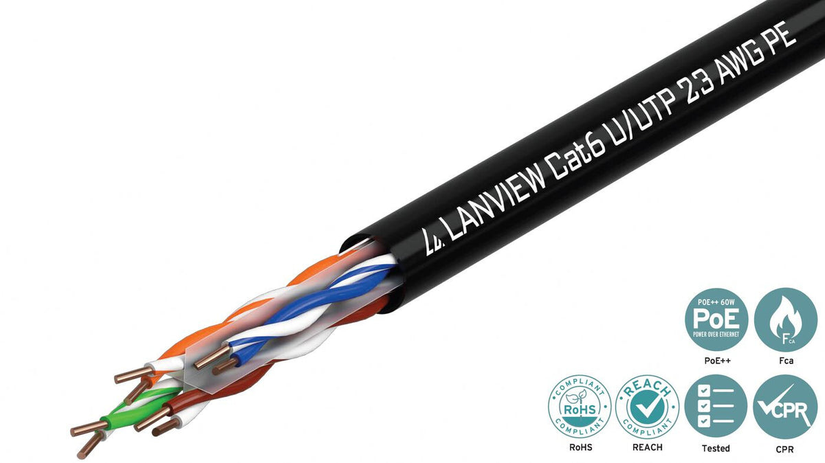 Lanview LVN122151 networking cable Black 305 m Cat6 U/UTP (UTP)