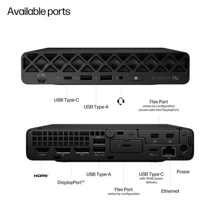 HP EliteDesk 8 Mini G1a AI Copilot+ PC AMD Ryzen™ AI 7 350 32 GB DDR5-SDRAM 1 TB SSD Windows 11 Pro Mini PC AI PC Black