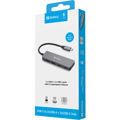Sandberg USB-C to 2xUSB-A + 2xUSB-C Hub