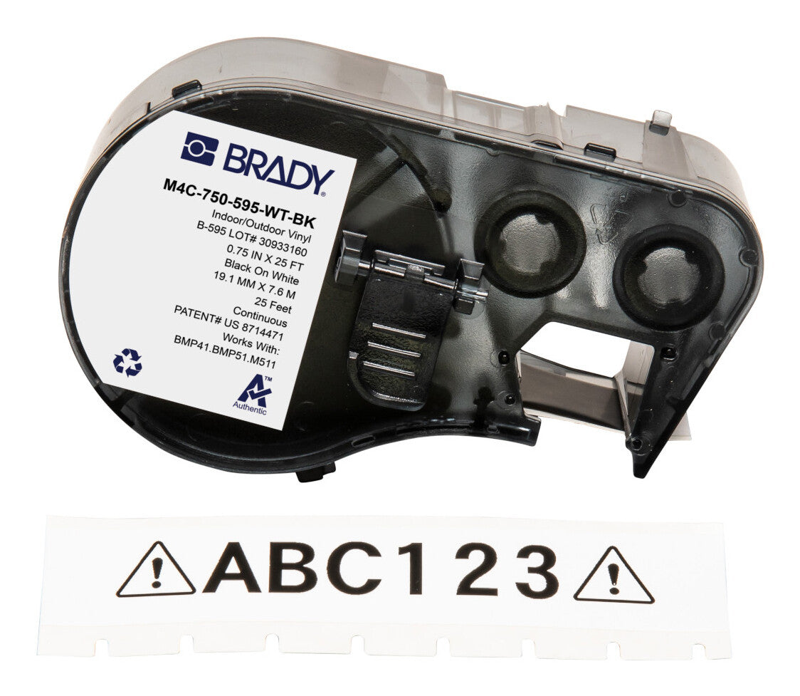 Brady M4C-750-595-WT-BK printer label Black, White Self-adhesive printer label