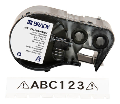 Brady M4C-750-595-WT-BK printer label Black, White Self-adhesive printer label