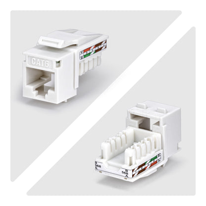 StarTech.com Cat6 Keystone Jack, 24-Pack RJ45 Ethernet Keystone Jacks, UTP Cat6 Wall Jack, 90-Degree 110 Punch Down, White