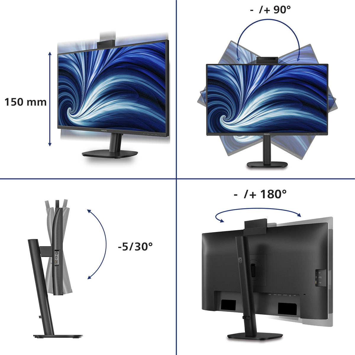 Philips 3000 series 27B2U3601H/00 computer monitor 68.6 cm (27") 2560 x 1440 pixels Quad HD LCD Black