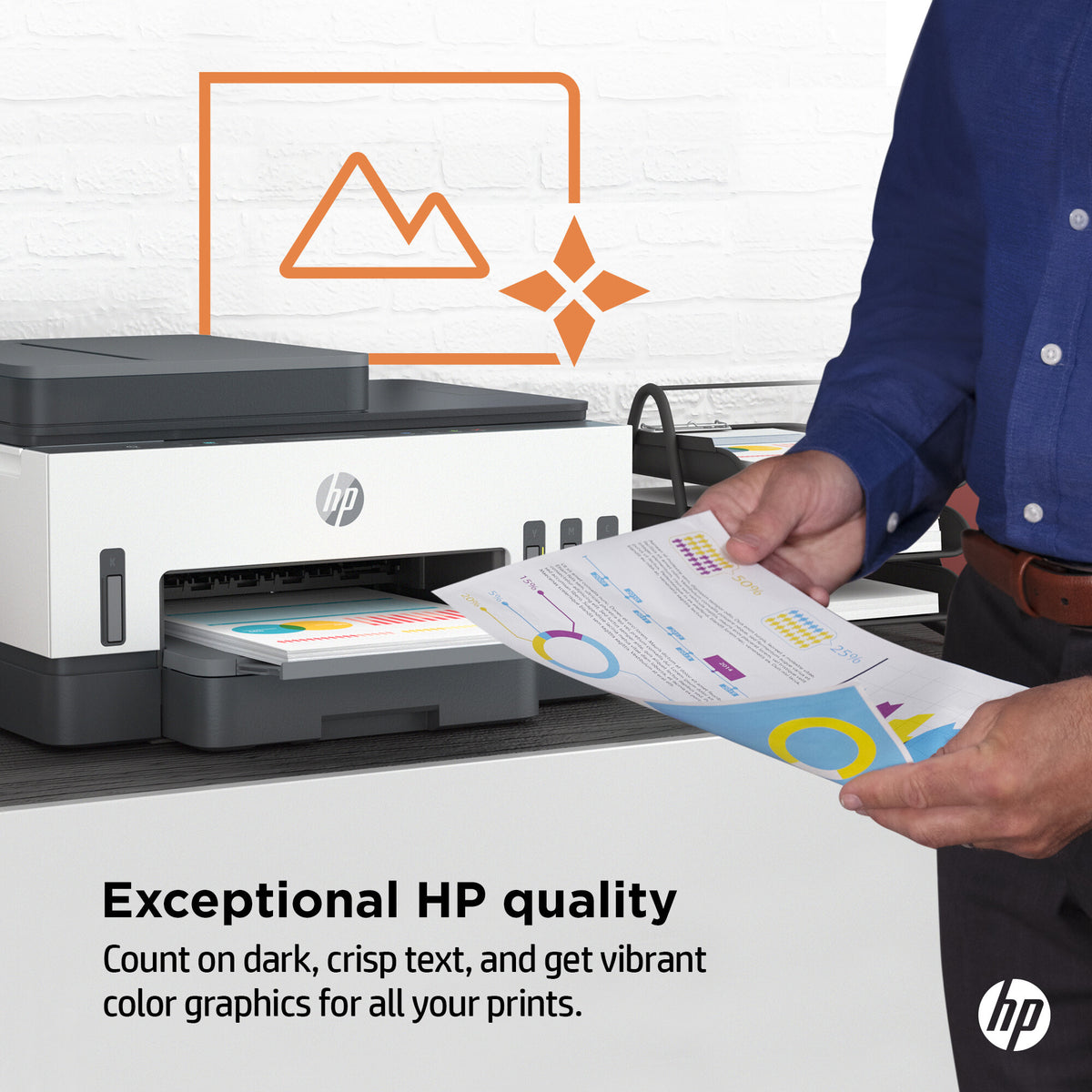 HP Smart Tank 7308 Wireless All-in-One Color Printer, Up to 2 Years of ink included; Two-sided printing; Copier, Scanner