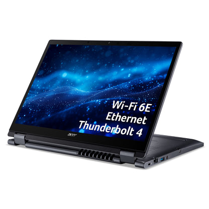 Acer TravelMate NX.B7WEK.003 laptop Intel Core Ultra 5 125U Hybrid (2-in-1) 35.6 cm (14") Touchscreen WUXGA 16 GB DDR5-SDRAM 512 GB SSD Wi-Fi 6E (802.11ax) Windows 11 Pro Black