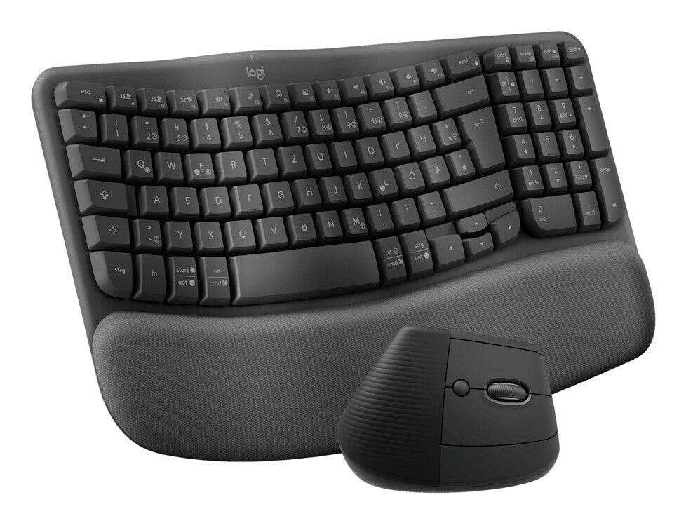 Logitech Wave Keys and Lift Combo keyboard Mouse included Universal Bluetooth QWERTZ German Graphite