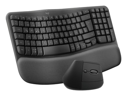 Logitech Wave Keys and Lift Combo keyboard Mouse included Universal Bluetooth QWERTZ German Graphite