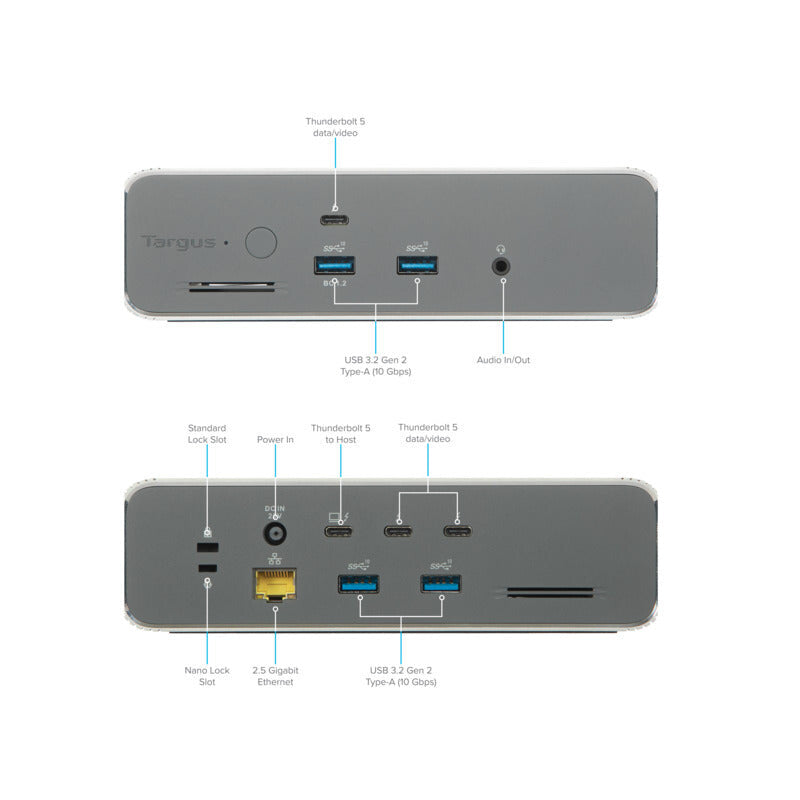 Targus DOCK230EUZ laptop dock/port replicator Wired Thunderbolt 5 Silver