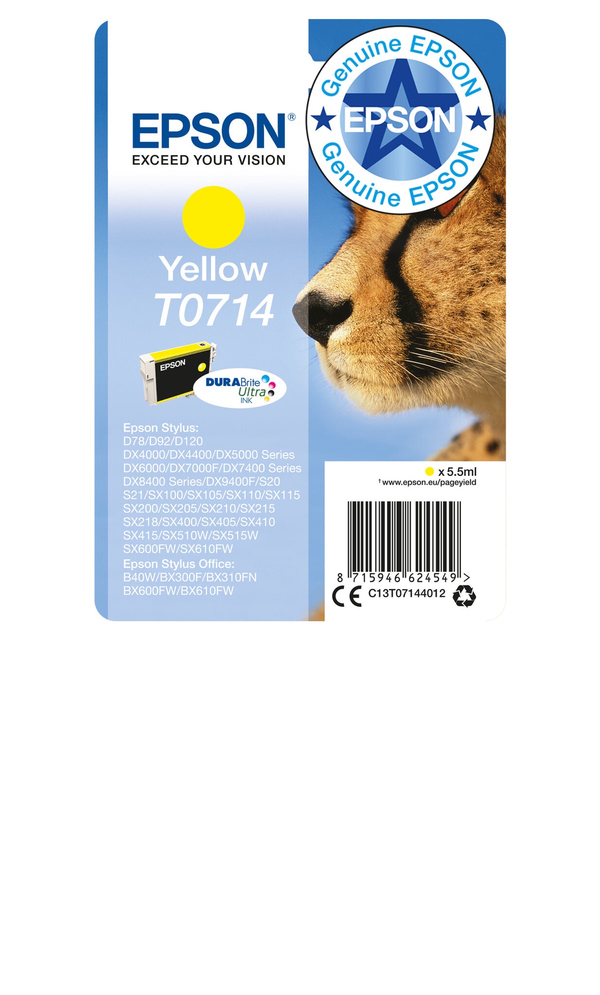 Epson Singlepack Yellow T0714 DURABrite Ultra Ink