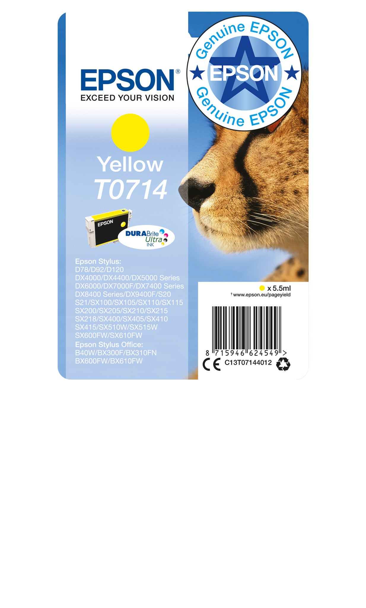Epson Singlepack Yellow T0714 DURABrite Ultra Ink