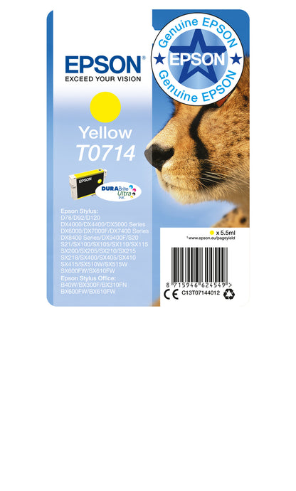 Epson Singlepack Yellow T0714 DURABrite Ultra Ink