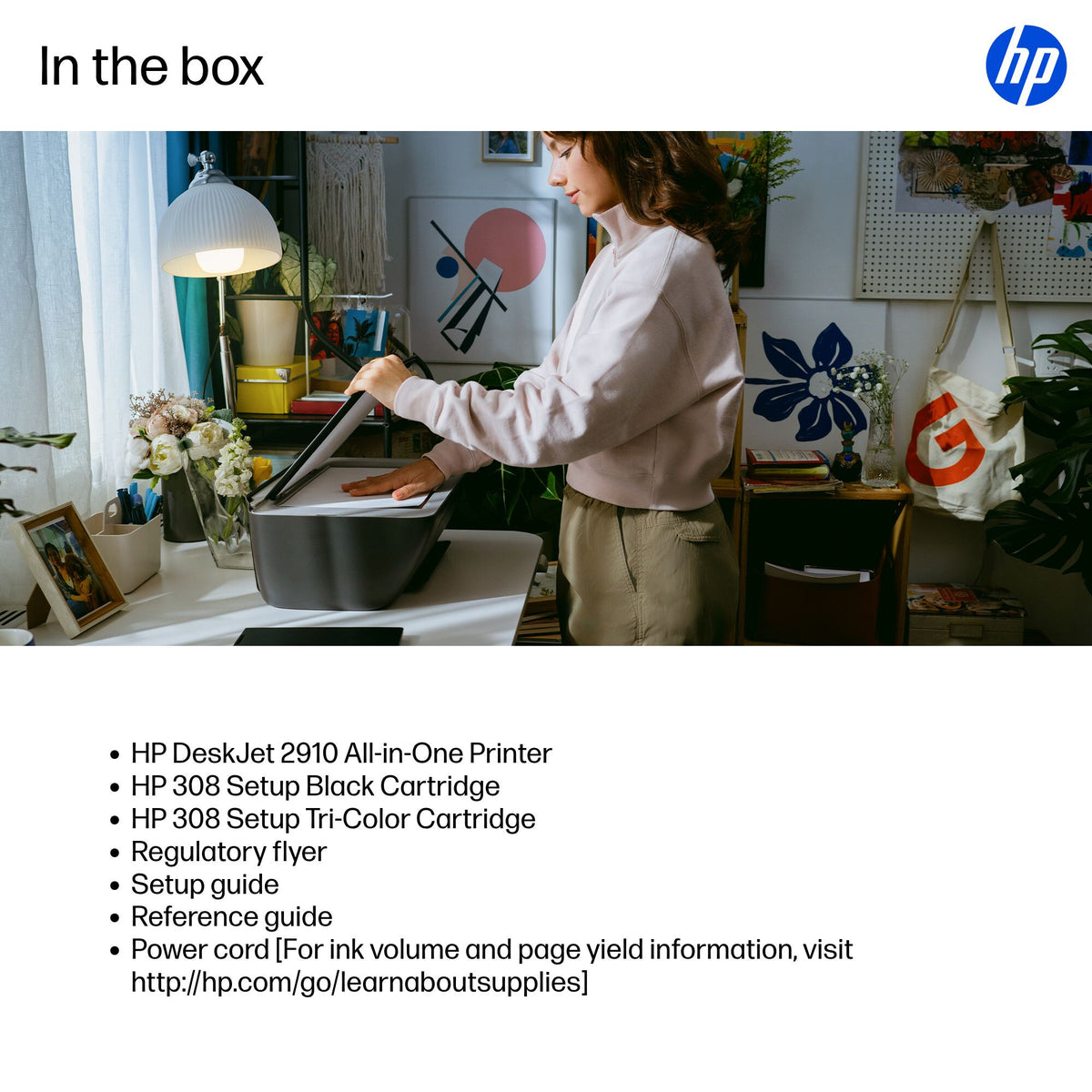 HP DeskJet 2910 Wireless All-in-One Color Printer, Instant Ink